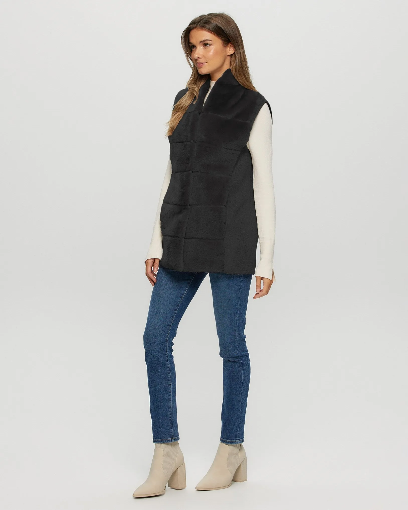 Reversible Select Shearling Lamb Vest with Select Cashmere & Wool Back