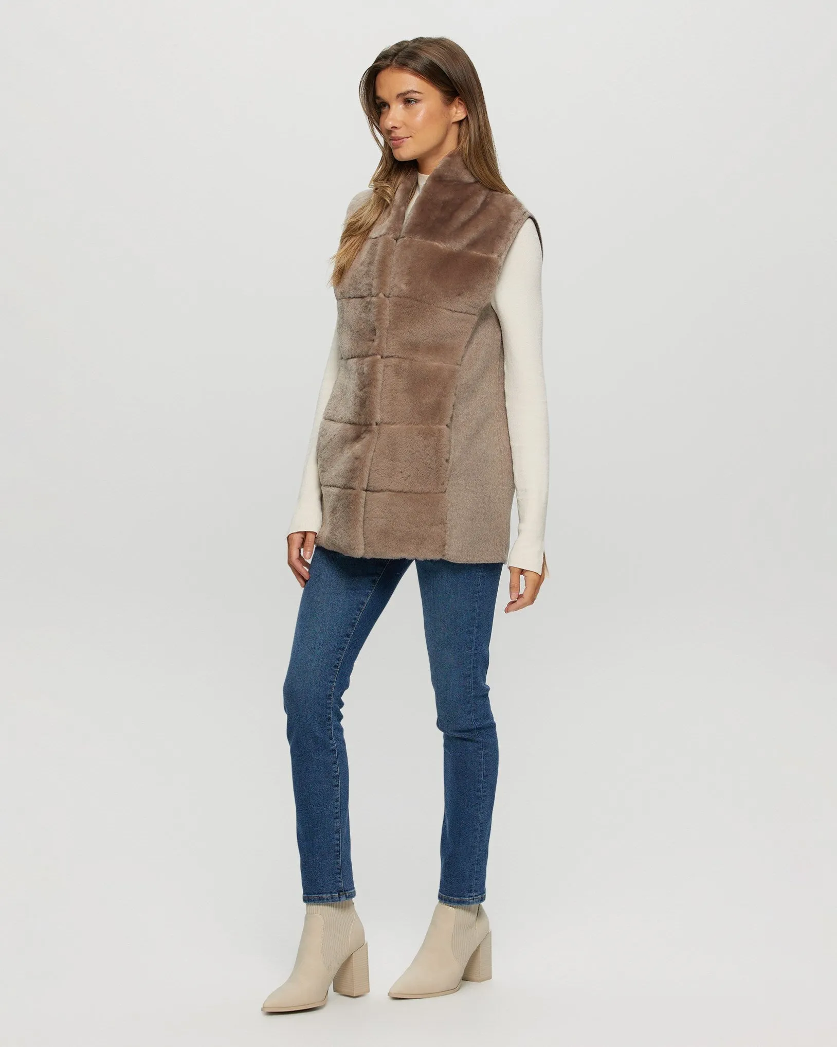 Reversible Select Shearling Lamb Vest with Select Cashmere & Wool Back