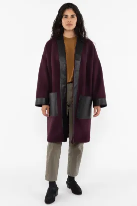 RWL100 - Wool Coat with Leather Trim