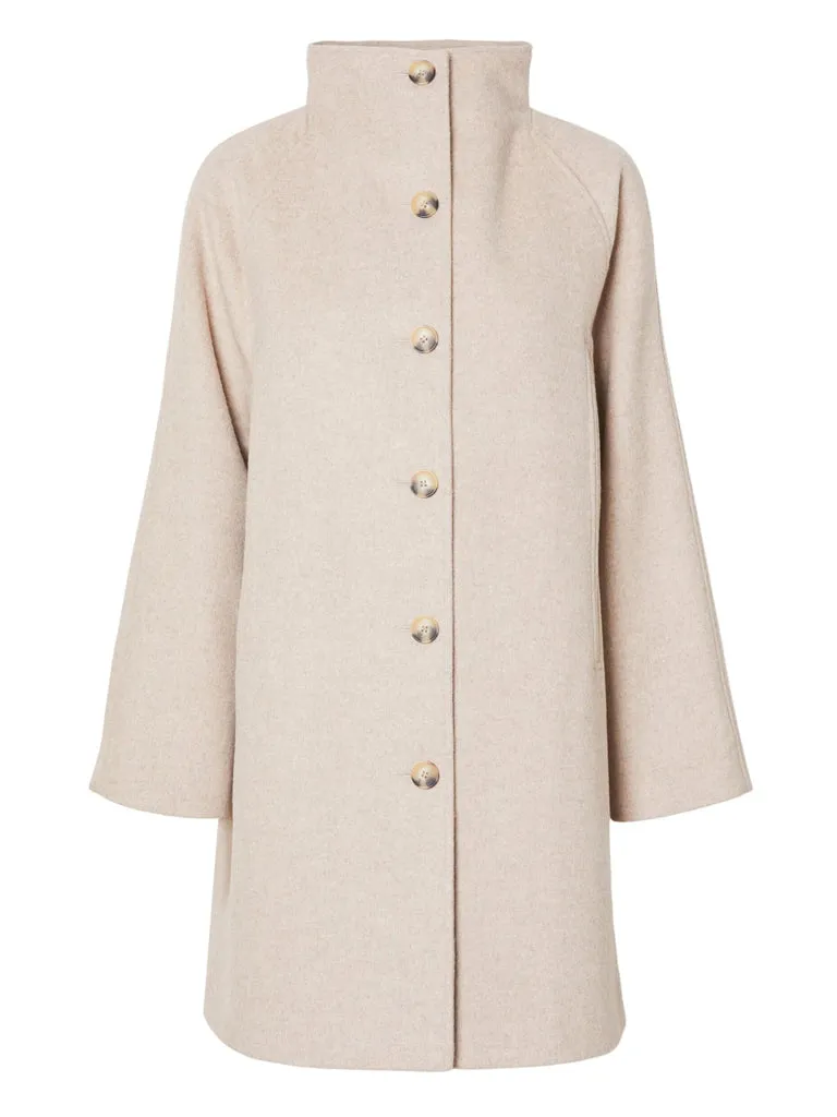 Selected Femme Vinni Wool Coat in Sandshell Melange