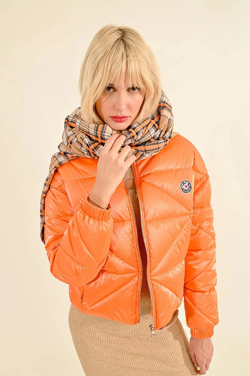 Short Quilted Down Jacket - Orange