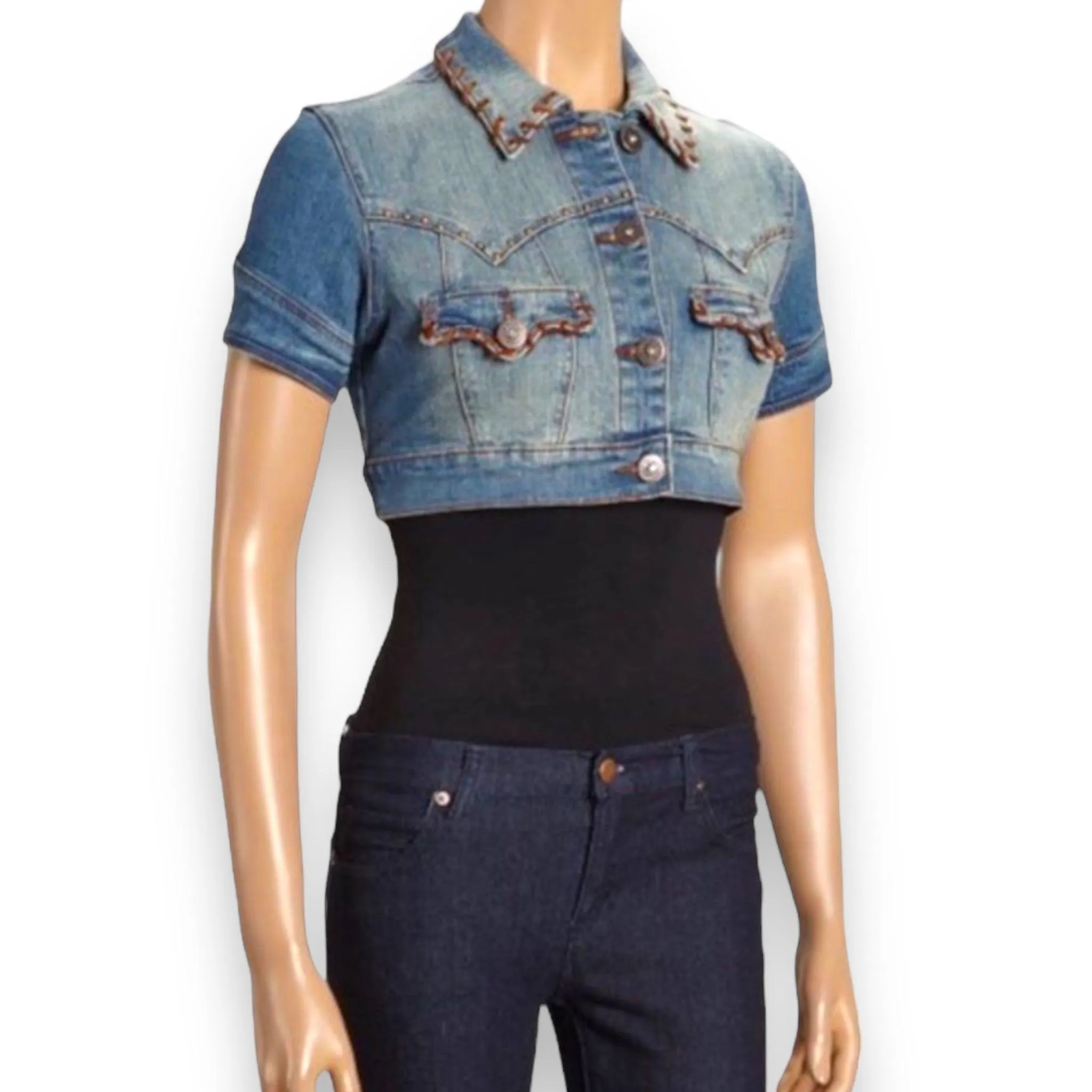 Short Sleeve Cropped Jean Jacket