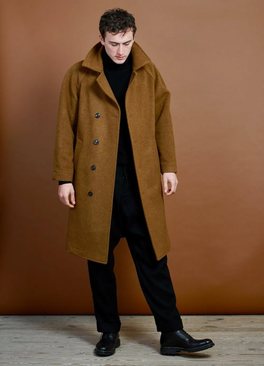 SIGURD | Long Wool Felt Coat | Cognaco