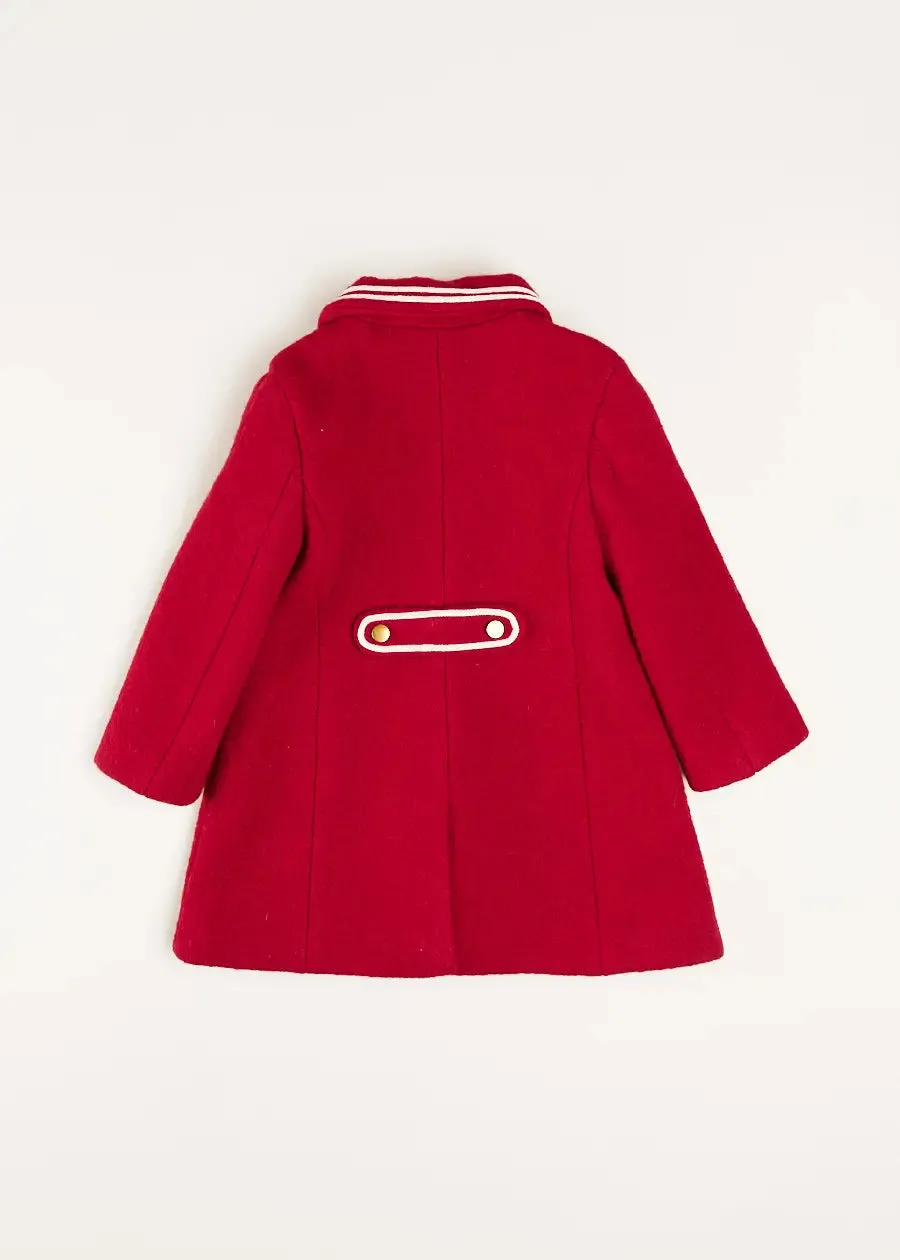 Single Breasted Wool Coat in Red (4-10yrs)