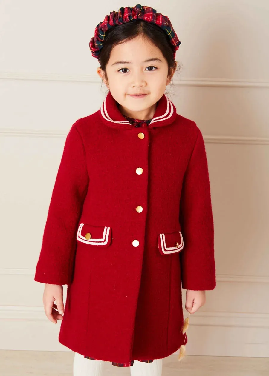 Single Breasted Wool Coat in Red (4-10yrs)