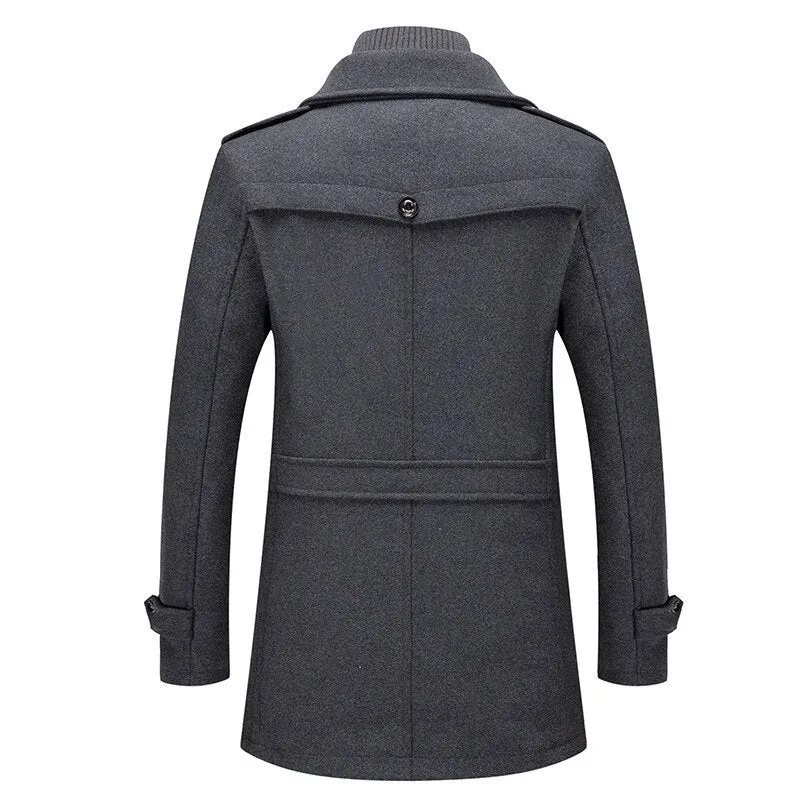 Stylish Winter Double Collar Wool Coat