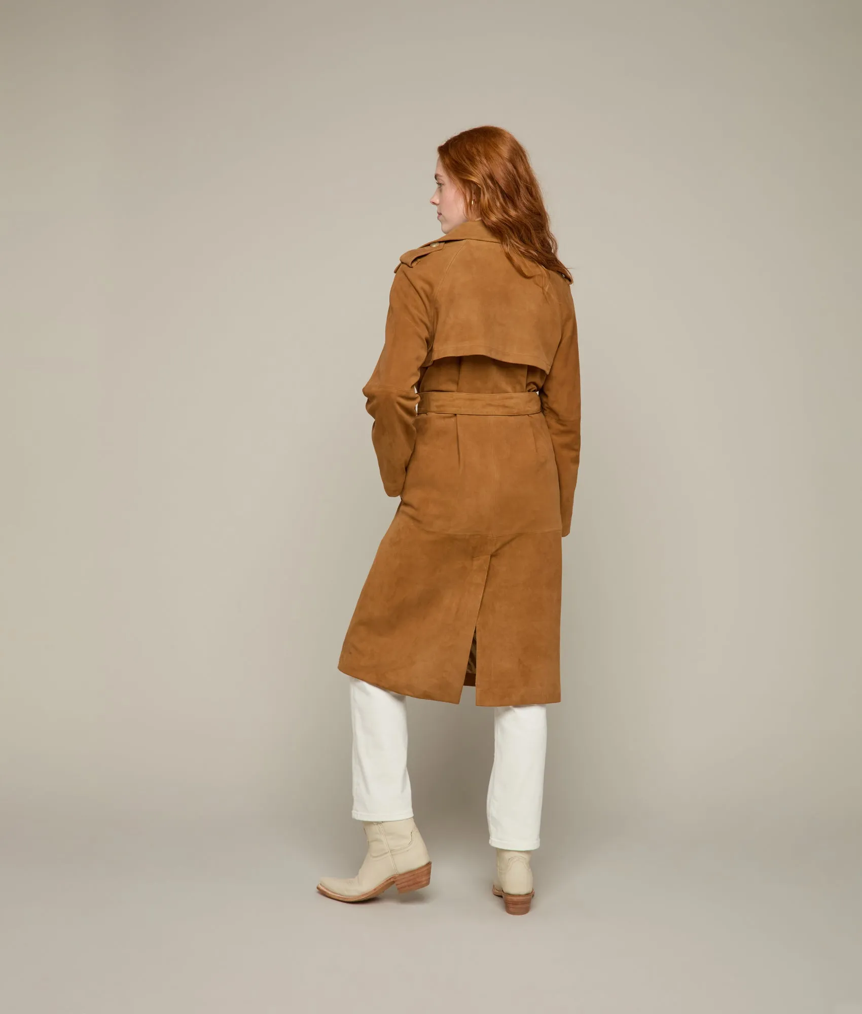 Suellen Suede Trench Coat :: Caramel