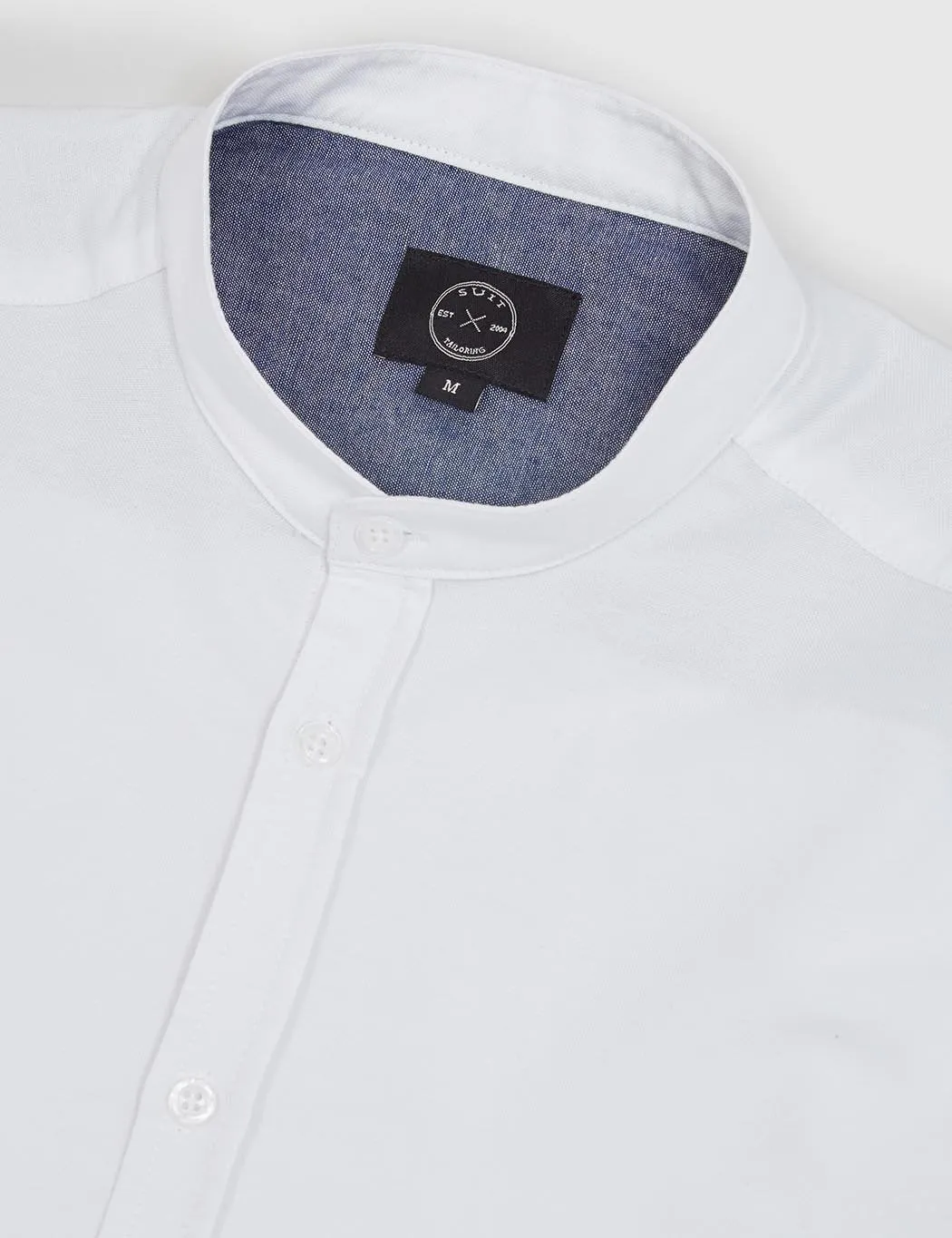 Suit Grandad Oxford Shirt - White