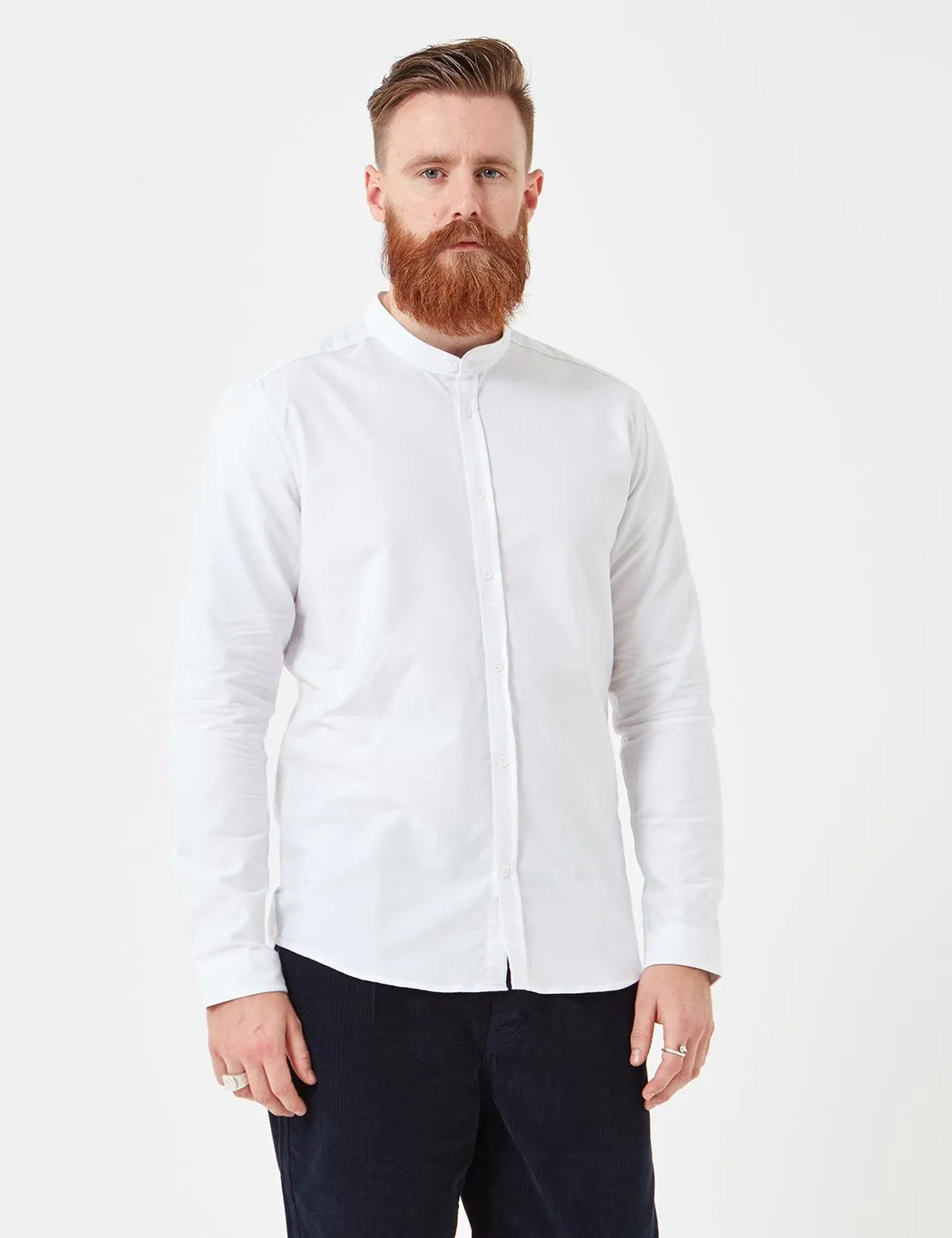 Suit Grandad Oxford Shirt - White