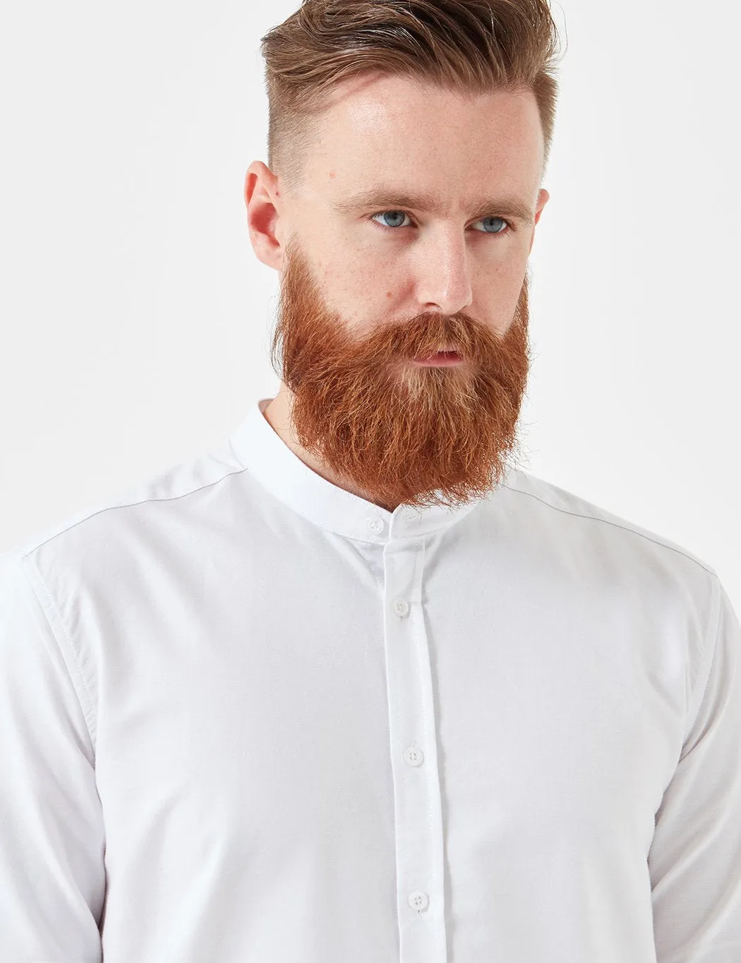 Suit Grandad Oxford Shirt - White