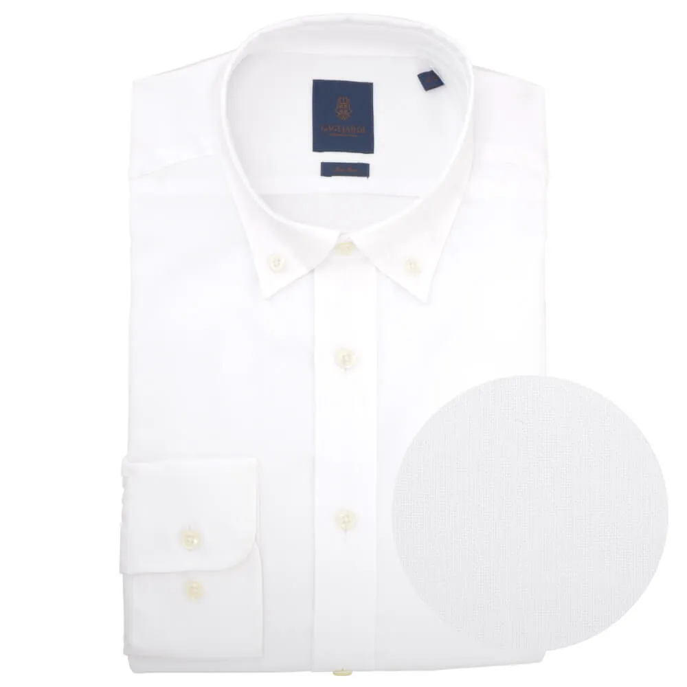 Tailored Fit White Oxford Button Down Non-iron Shirt