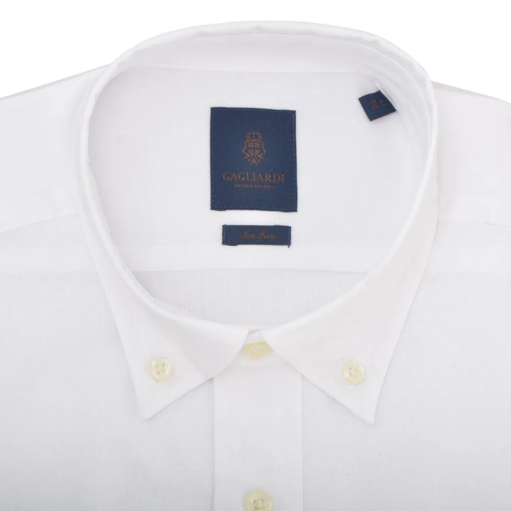 Tailored Fit White Oxford Button Down Non-iron Shirt