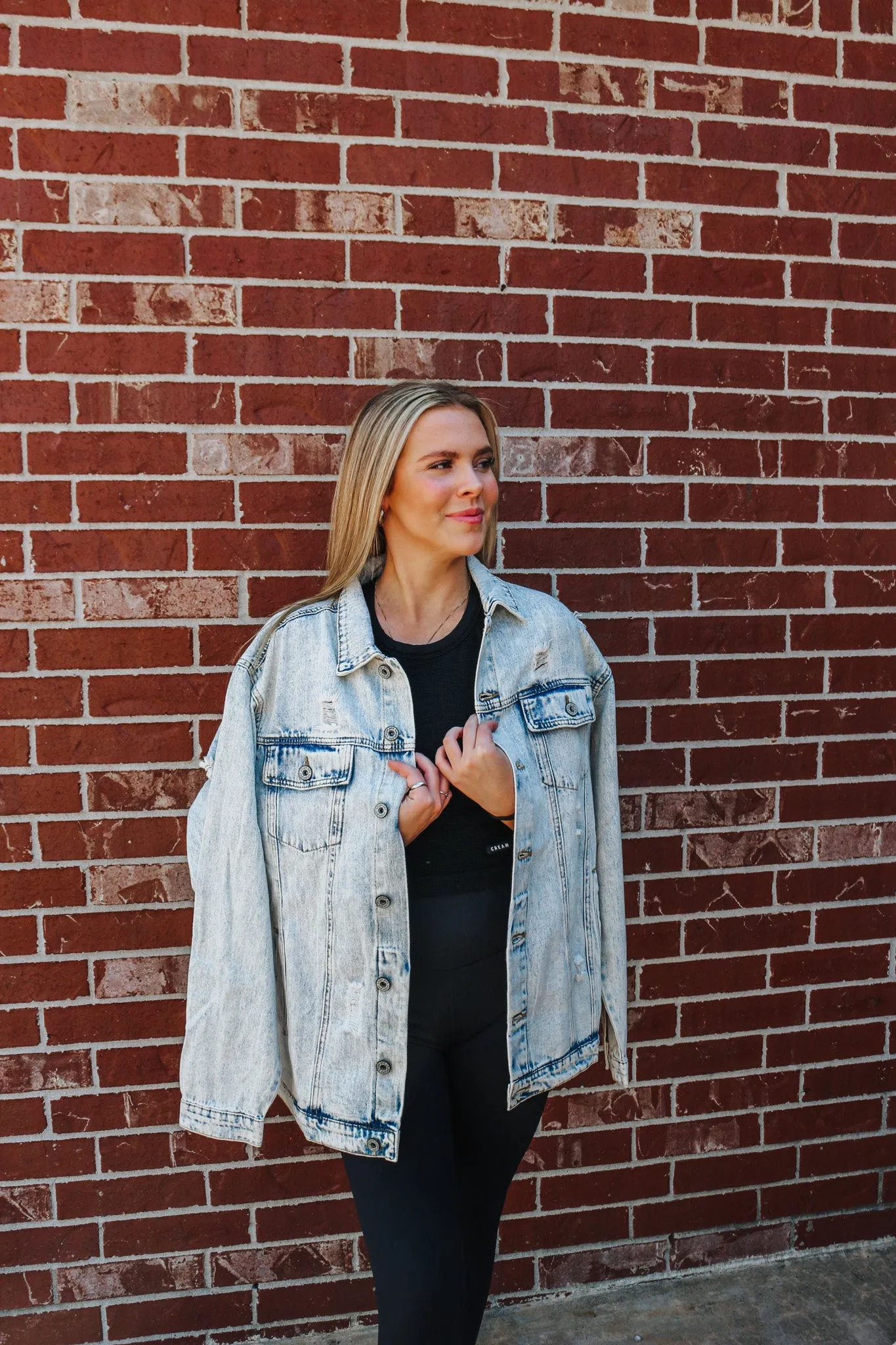 The Favorite Denim Light Wash Distressed Jacket