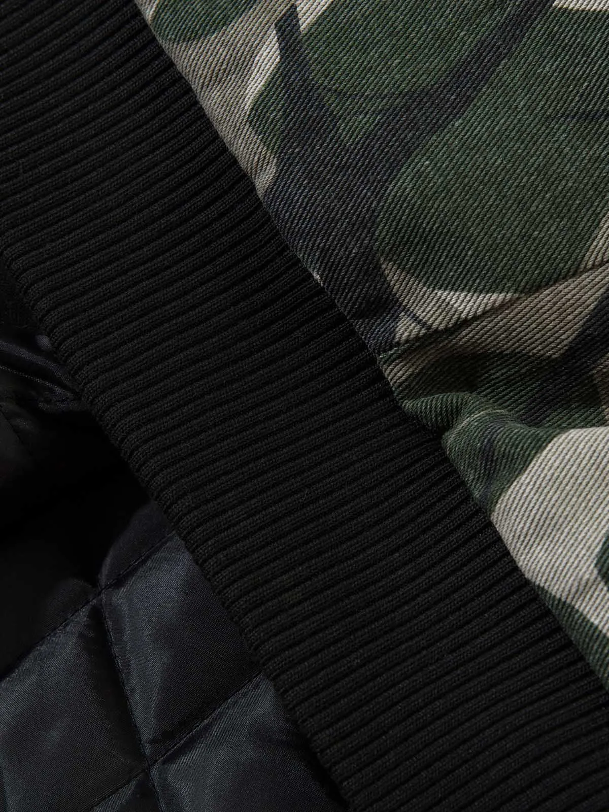 Thesupermade  Camouflage Faux Two-piece Hooded Fleece Jacket Tracksuit