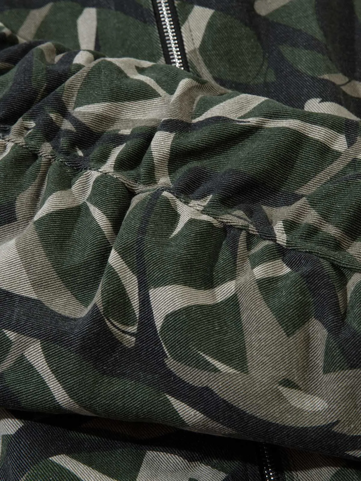 Thesupermade  Camouflage Faux Two-piece Hooded Fleece Jacket Tracksuit