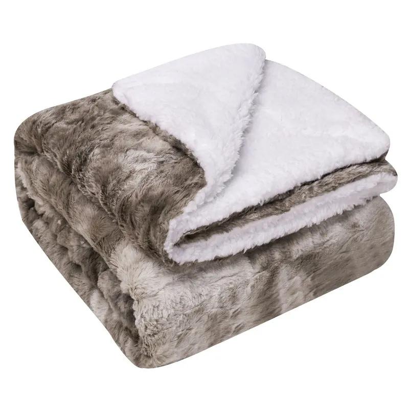 Thickened Double Layer Lamb Wool Blanket Faux Fur Plush Tie-dye Blanket