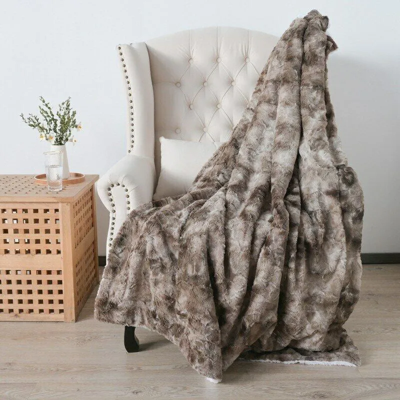 Thickened Double Layer Lamb Wool Blanket Faux Fur Plush Tie-dye Blanket