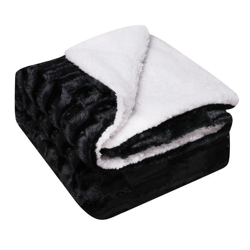 Thickened Double Layer Lamb Wool Blanket Faux Fur Plush Tie-dye Blanket