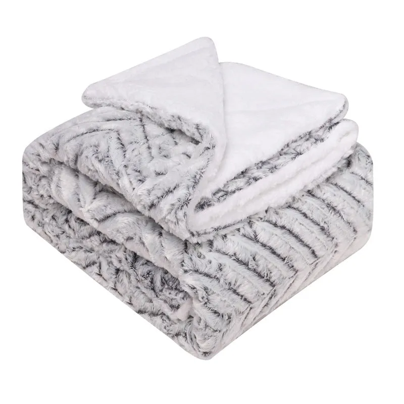 Thickened Double Layer Lamb Wool Blanket Faux Fur Plush Tie-dye Blanket