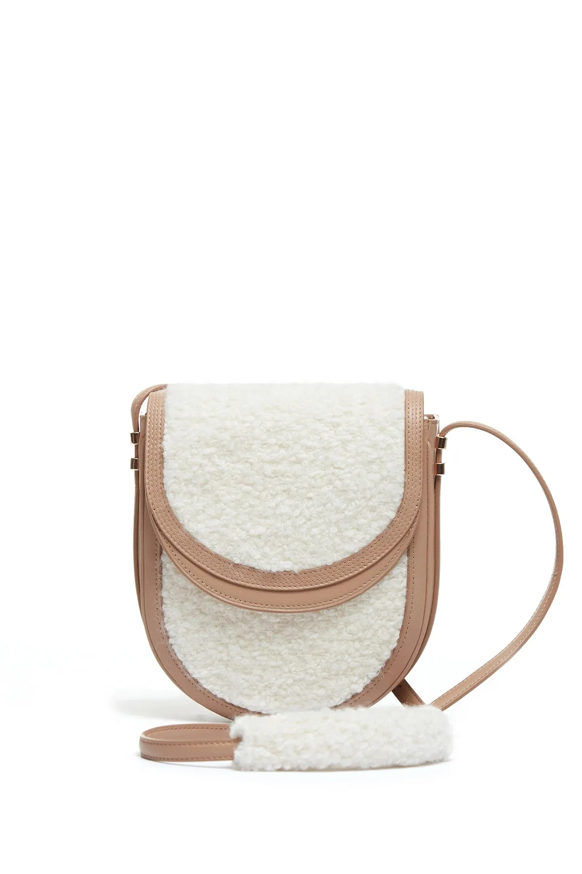 Tina Crossbody Bag in Nude Nappa Leather with Cashmere Boucle