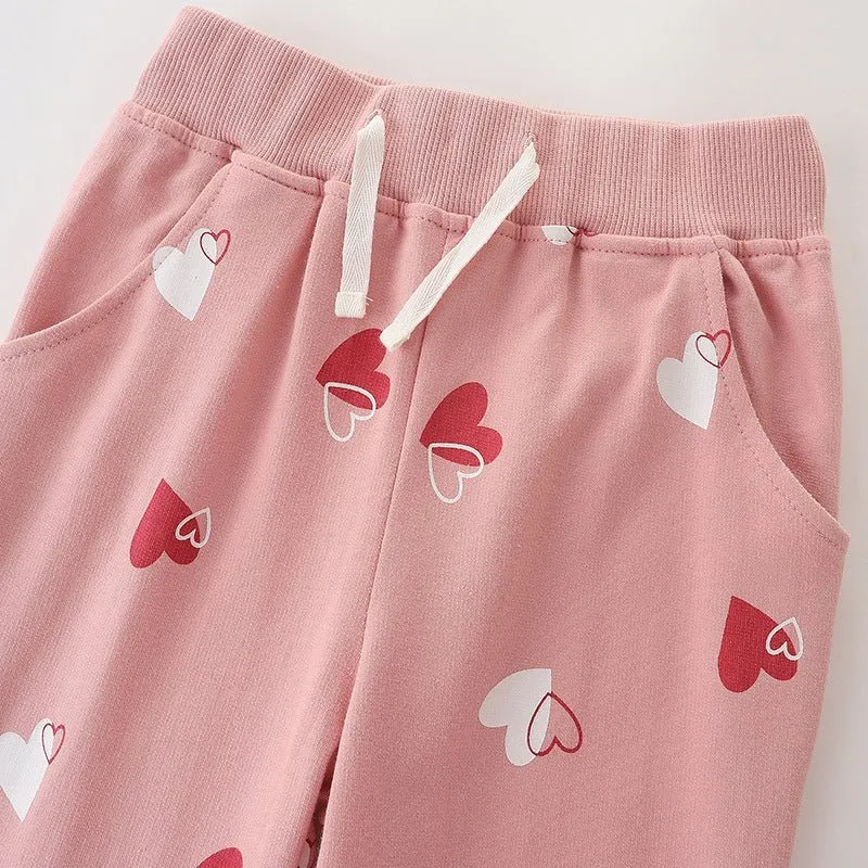 Toddler/Kid Girl's Heart Print Design Pink Pants