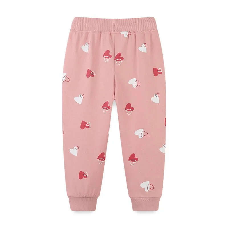 Toddler/Kid Girl's Heart Print Design Pink Pants