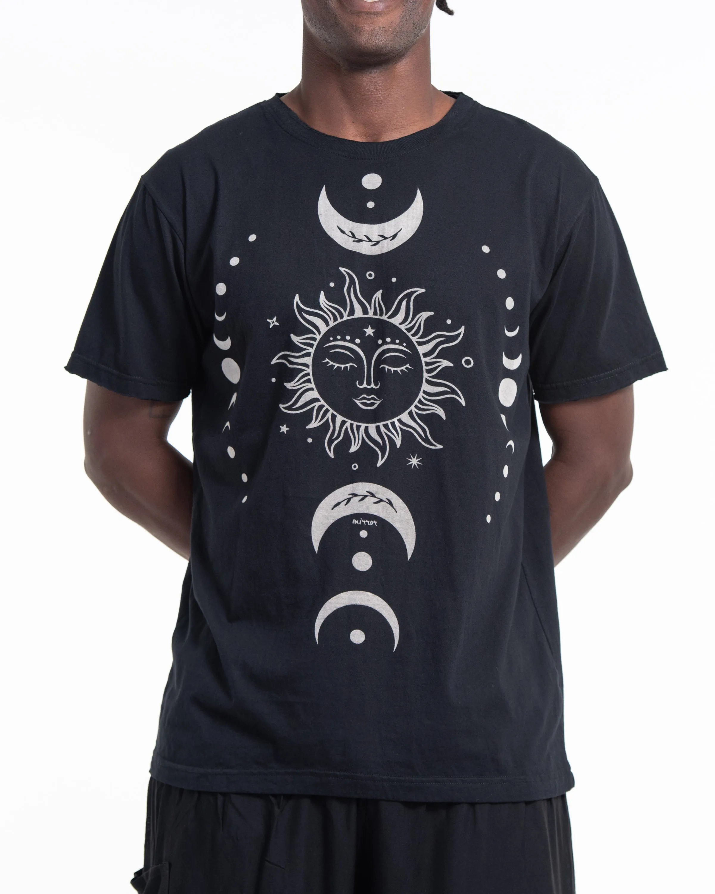 Unisex Sun Moon Cotton T-Shirt in Black