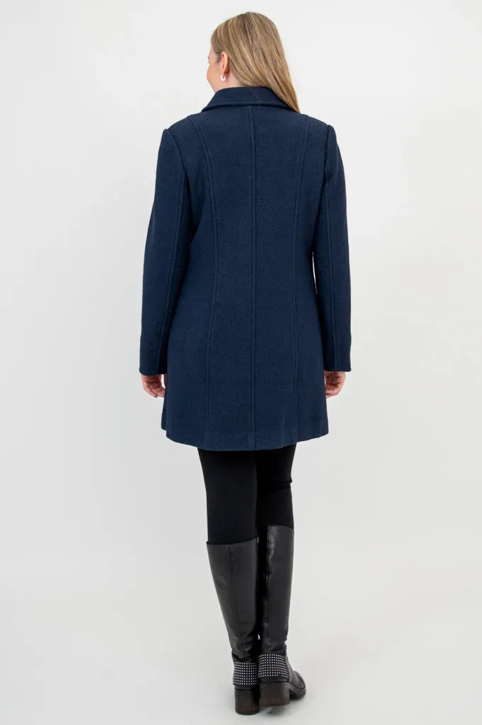 Vicky Coat, Navy, Boiled Wool