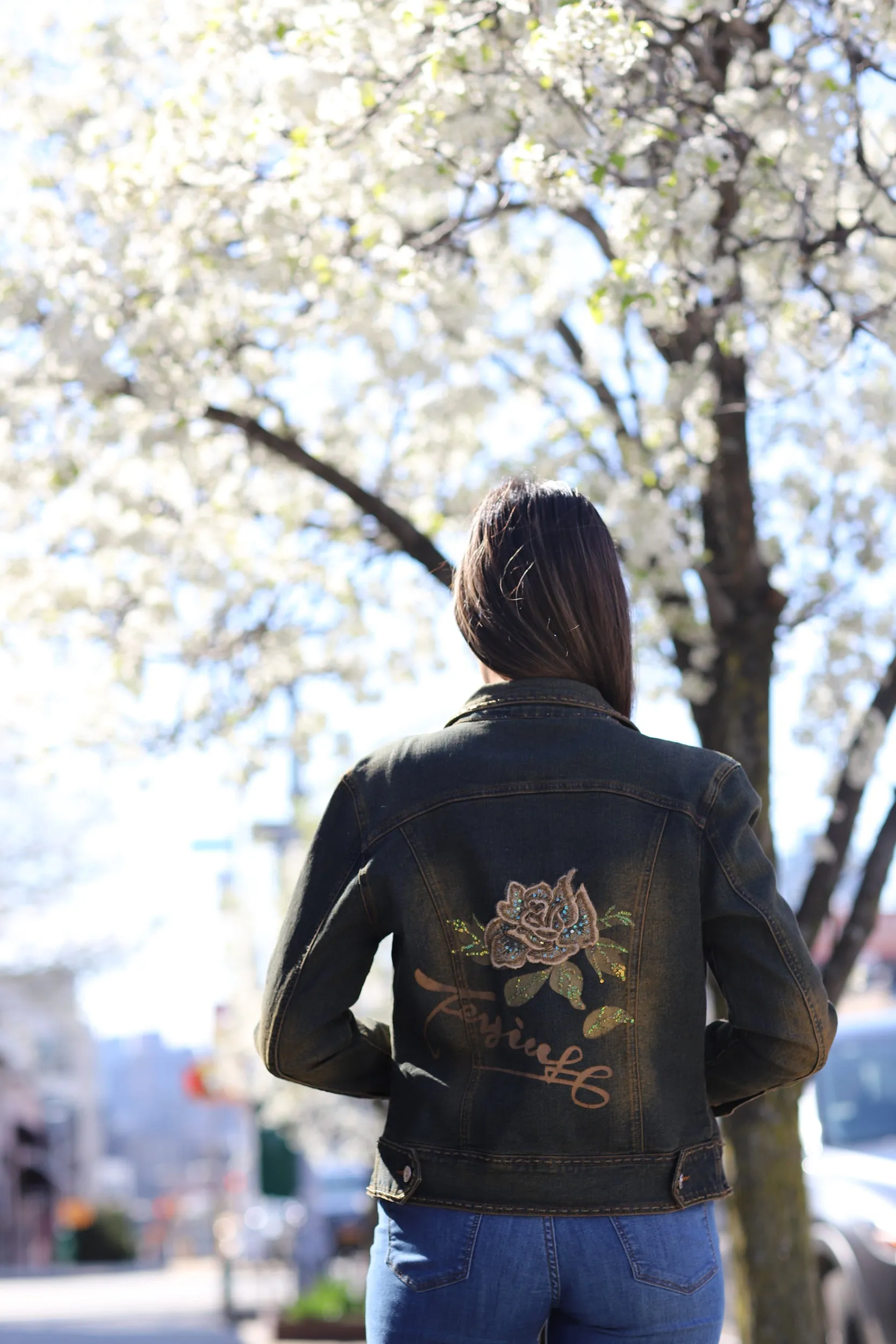 Vintage Embroidered Denim Jacket - Natural