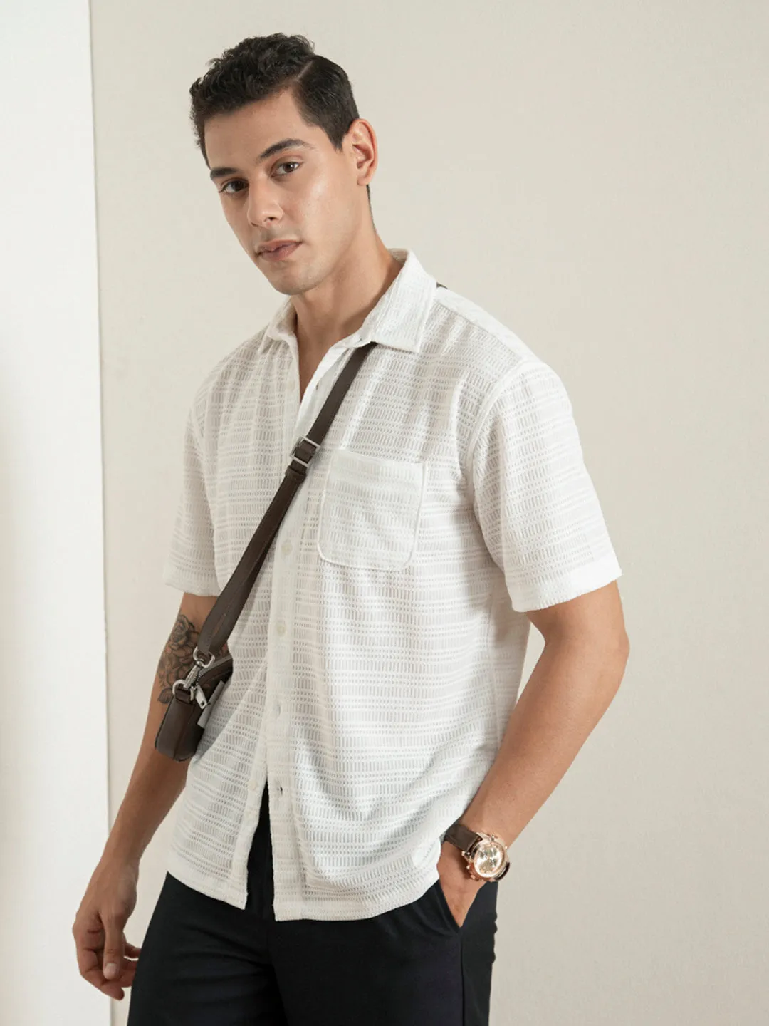 White Half Sleeves Resort Shirt