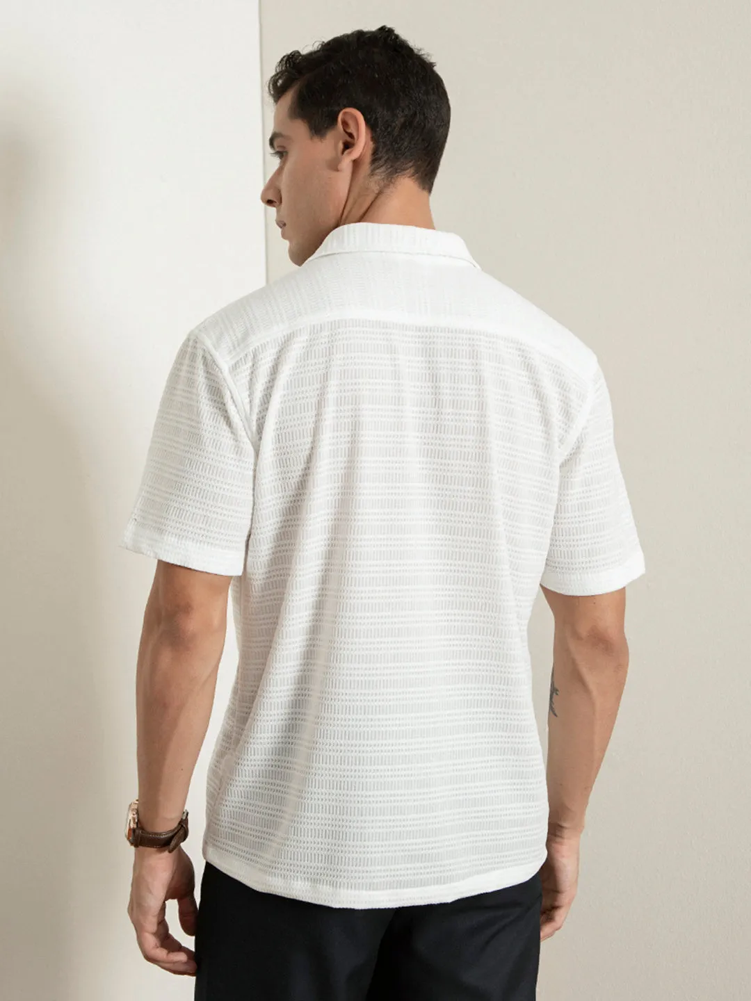 White Half Sleeves Resort Shirt