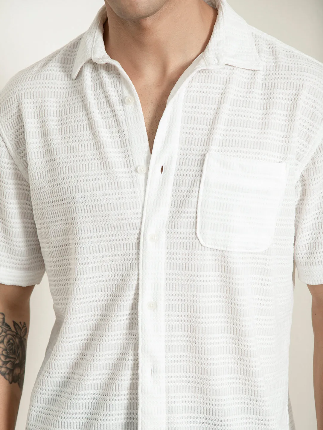 White Half Sleeves Resort Shirt